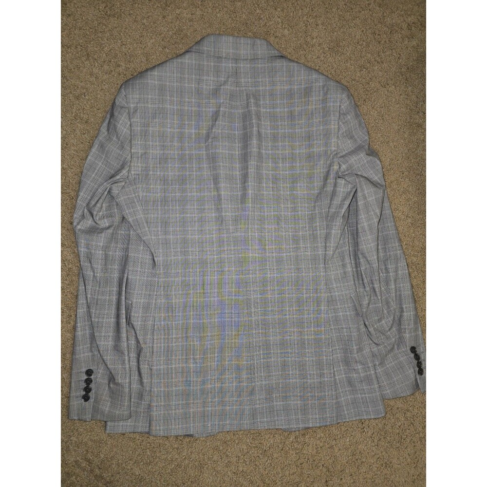 J. Ferrar 360° Stretch Suit Jacket 42 Long Slim Fit Grey Glen Plaid 2-Button - Picture 5 of 8
